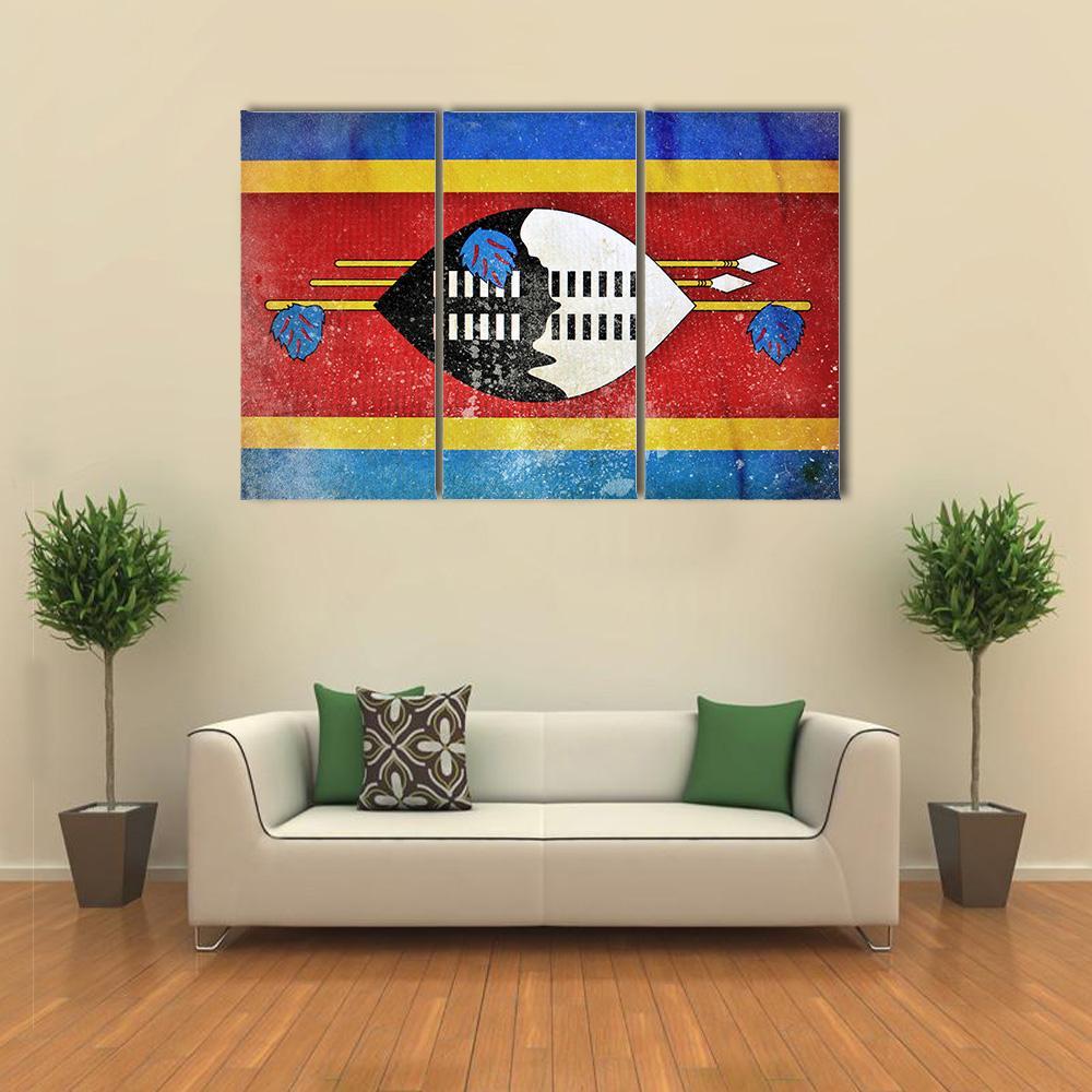 Swaziland Grunge Flag Canvas Wall Art-3 Horizontal-Gallery Wrap-37" x 24"-Tiaracle