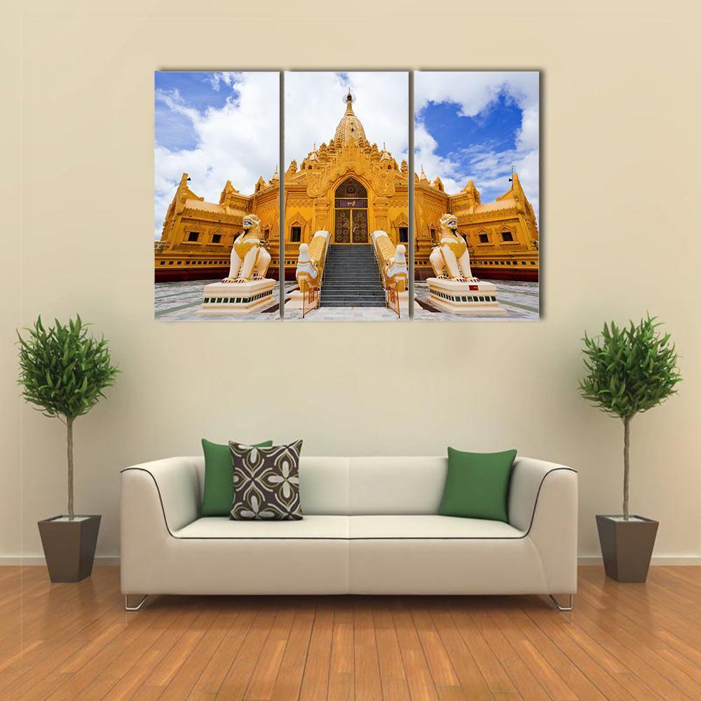 Swe Taw Myat Temple Canvas Wall Art-3 Horizontal-Gallery Wrap-37" x 24"-Tiaracle