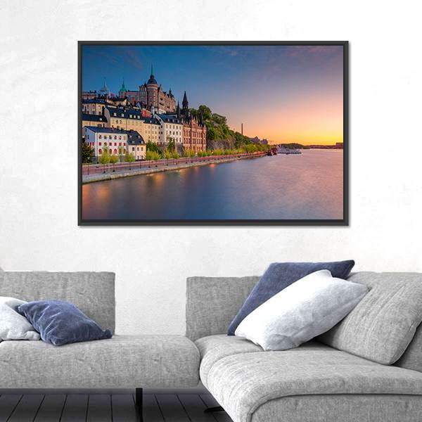 Sweden During Sunset Canvas Wall Art-3 Horizontal-Gallery Wrap-25" x 16"-Tiaracle