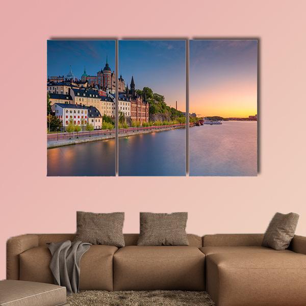 Sweden During Sunset Canvas Wall Art-3 Horizontal-Gallery Wrap-25" x 16"-Tiaracle