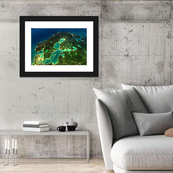 Sweden From Space Canvas Wall Art-3 Horizontal-Gallery Wrap-25" x 16"-Tiaracle