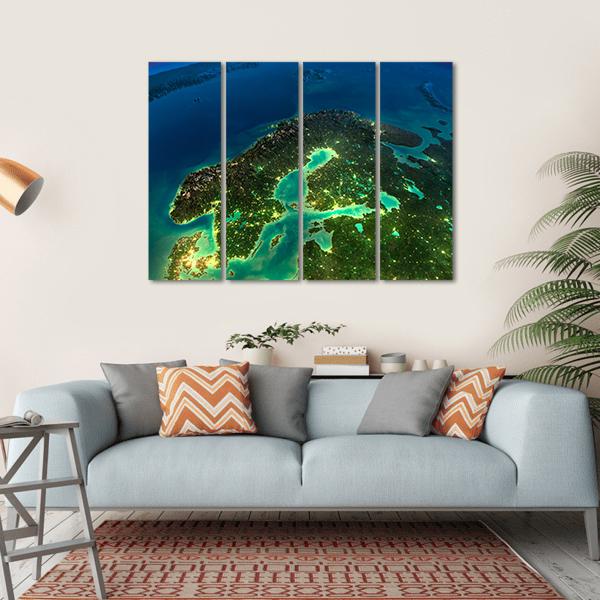 Sweden From Space Canvas Wall Art-4 Horizontal-Gallery Wrap-34" x 24"-Tiaracle