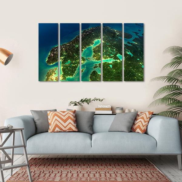Sweden From Space Canvas Wall Art-5 Horizontal-Gallery Wrap-22" x 12"-Tiaracle