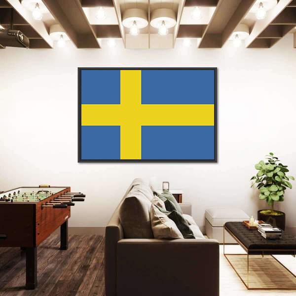 Swedish Flag Canvas Wall Art-3 Horizontal-Gallery Wrap-25" x 16"-Tiaracle