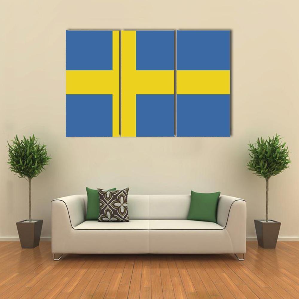 Swedish Flag Canvas Wall Art-3 Horizontal-Gallery Wrap-37" x 24"-Tiaracle