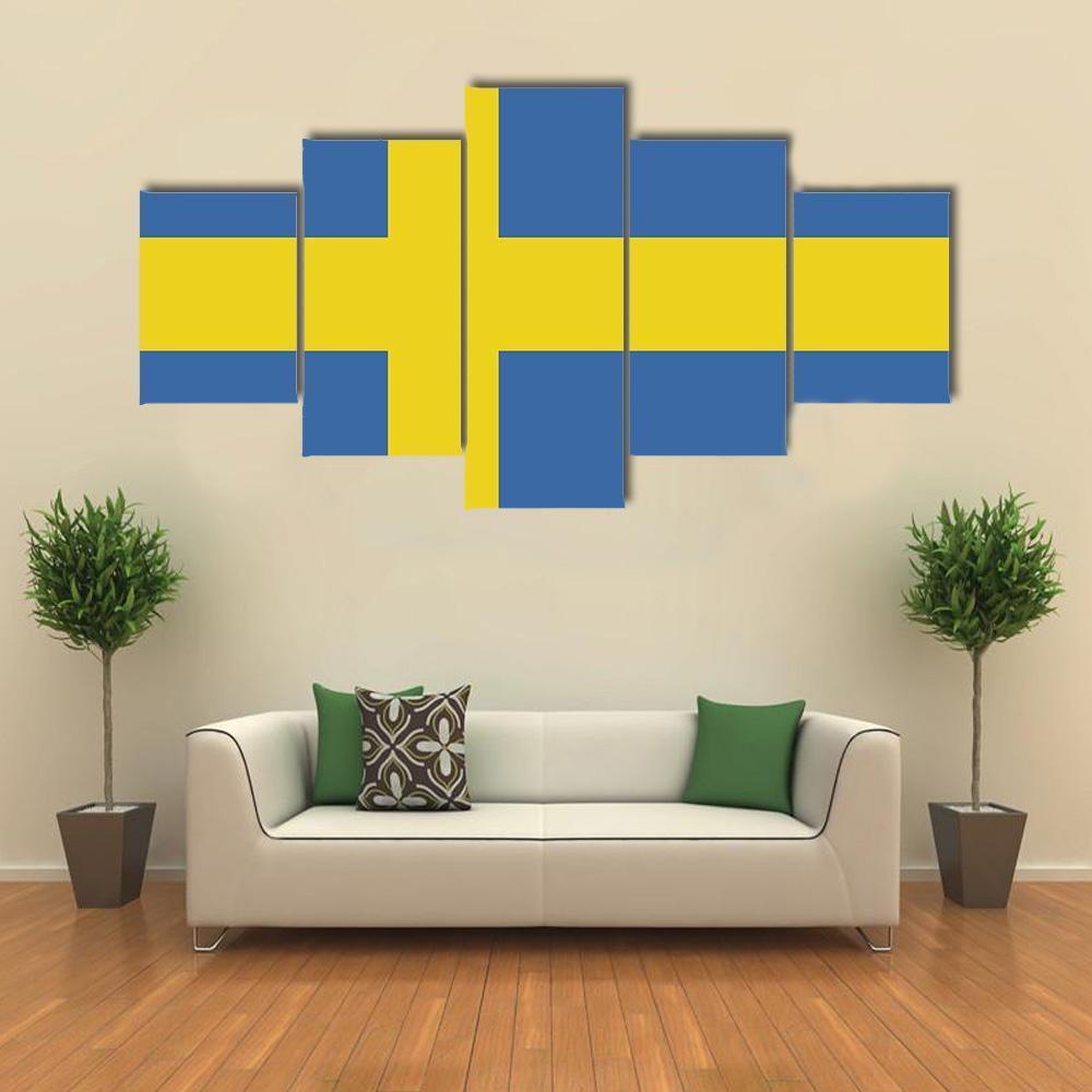 Swedish Flag Canvas Wall Art-3 Horizontal-Gallery Wrap-37" x 24"-Tiaracle