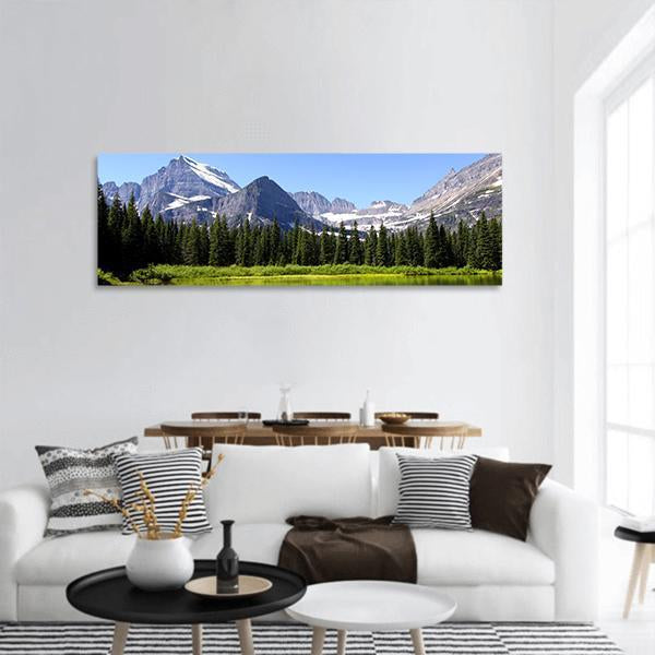 Swift Current Lake In Montana Panoramic Canvas Wall Art-3 Piece-25" x 08"-Tiaracle