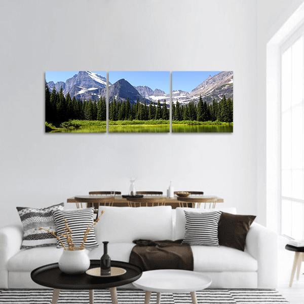 Swift Current Lake In Montana Panoramic Canvas Wall Art-3 Piece-25" x 08"-Tiaracle