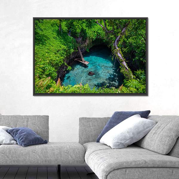Swimming Hole Samoa Panoramic Canvas Wall Art-1 Piece-36" x 12"-Tiaracle