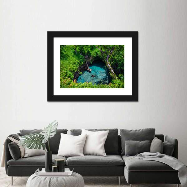 Swimming Hole Samoa Panoramic Canvas Wall Art-1 Piece-36" x 12"-Tiaracle