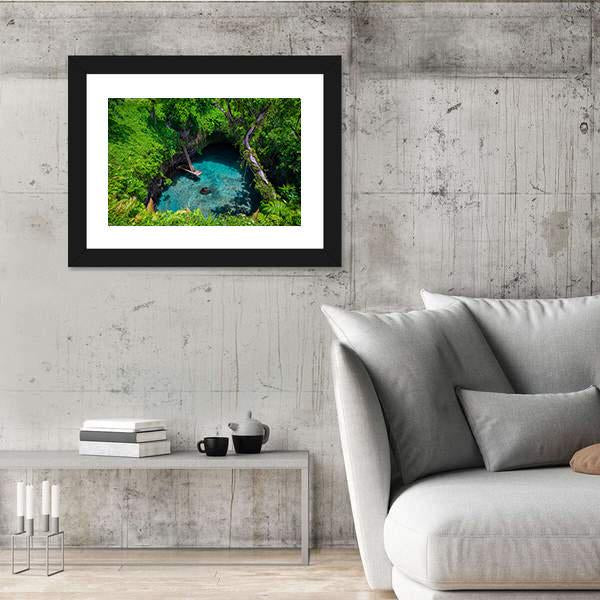 Swimming Hole Samoa Panoramic Canvas Wall Art-1 Piece-36" x 12"-Tiaracle