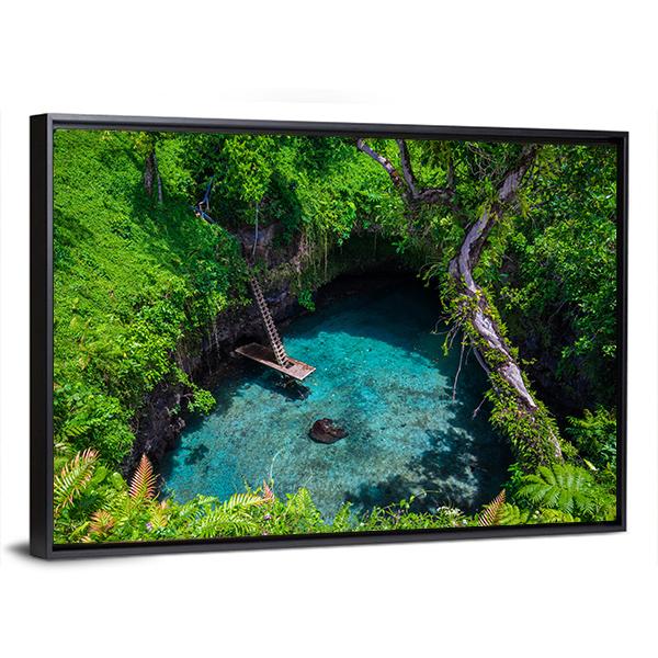 Swimming Hole Samoa Panoramic Canvas Wall Art-1 Piece-36" x 12"-Tiaracle
