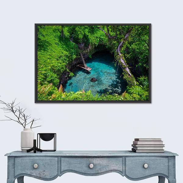 Swimming Hole Samoa Panoramic Canvas Wall Art-1 Piece-36" x 12"-Tiaracle