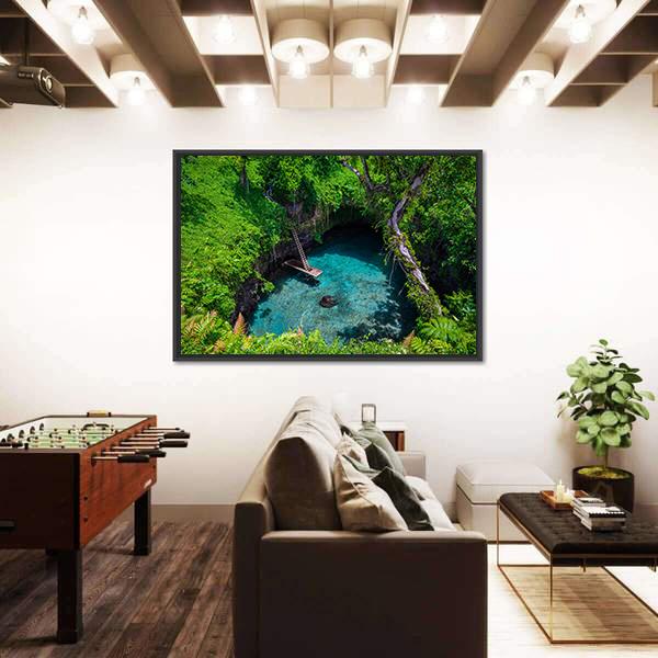 Swimming Hole Samoa Panoramic Canvas Wall Art-1 Piece-36" x 12"-Tiaracle