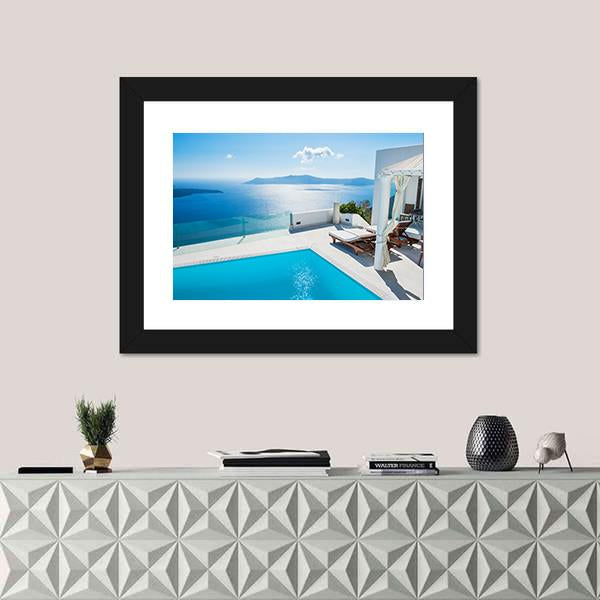 Swimming pool in luxury hotel In Greece Canvas Wall Art-1 Piece-Framed Print-20" x 16"-Tiaracle