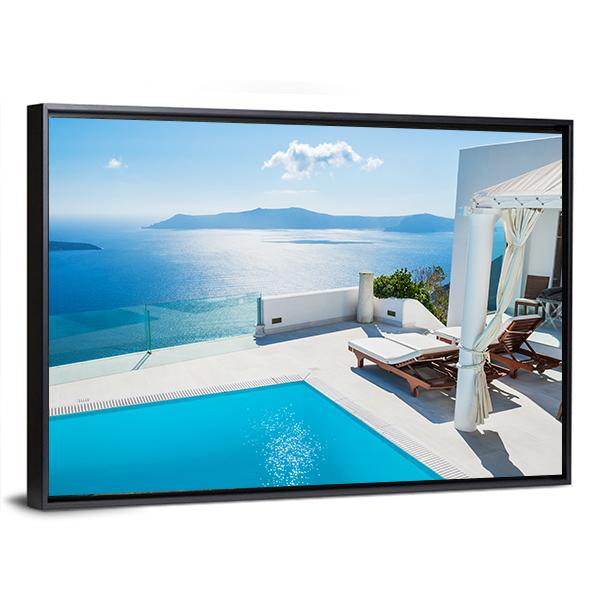 Swimming pool in luxury hotel In Greece Canvas Wall Art-3 Horizontal-Gallery Wrap-25" x 16"-Tiaracle