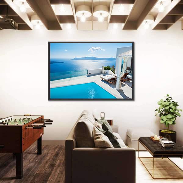 Swimming pool in luxury hotel In Greece Canvas Wall Art-3 Horizontal-Gallery Wrap-25" x 16"-Tiaracle
