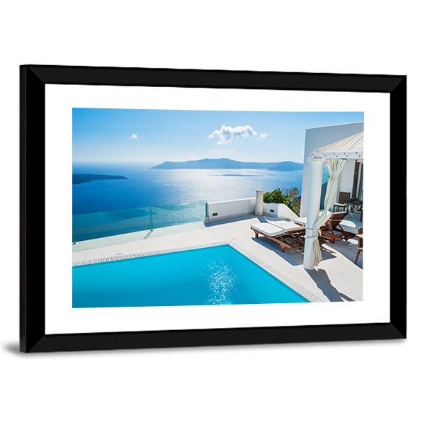 Swimming pool in luxury hotel In Greece Canvas Wall Art-3 Horizontal-Gallery Wrap-25" x 16"-Tiaracle
