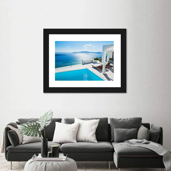 Swimming pool in luxury hotel In Greece Canvas Wall Art-3 Horizontal-Gallery Wrap-25" x 16"-Tiaracle