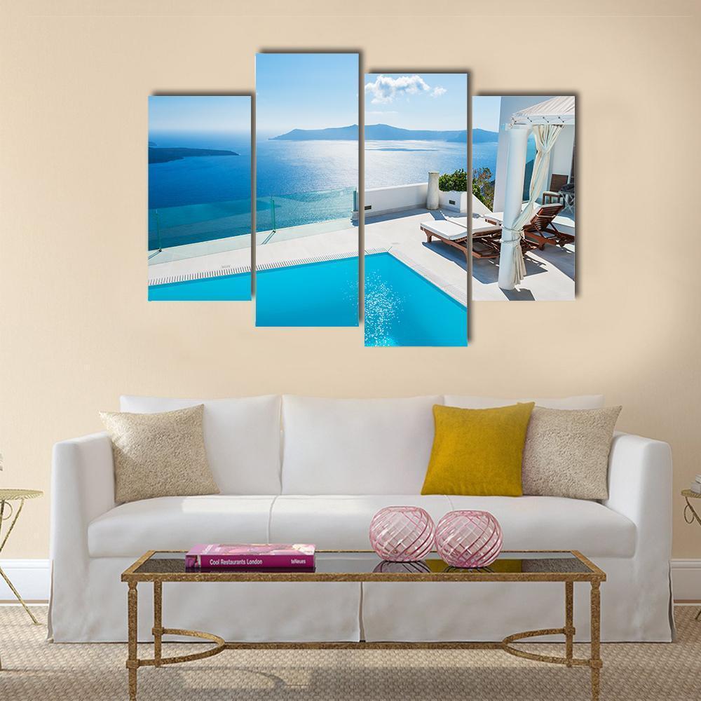 Swimming pool in luxury hotel In Greece Canvas Wall Art-4 Pop-Gallery Wrap-50" x 32"-Tiaracle