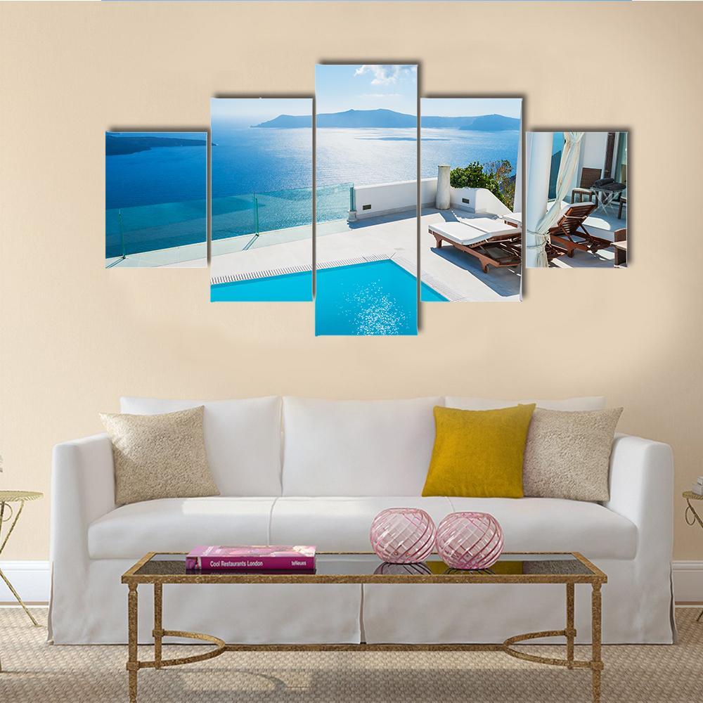 Swimming pool in luxury hotel In Greece Canvas Wall Art-5 Star-Gallery Wrap-62" x 32"-Tiaracle