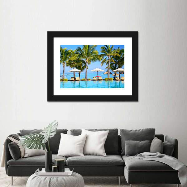 Swimming Pool With Lounge Chairs Canvas Wall Art-3 Horizontal-Gallery Wrap-25" x 16"-Tiaracle