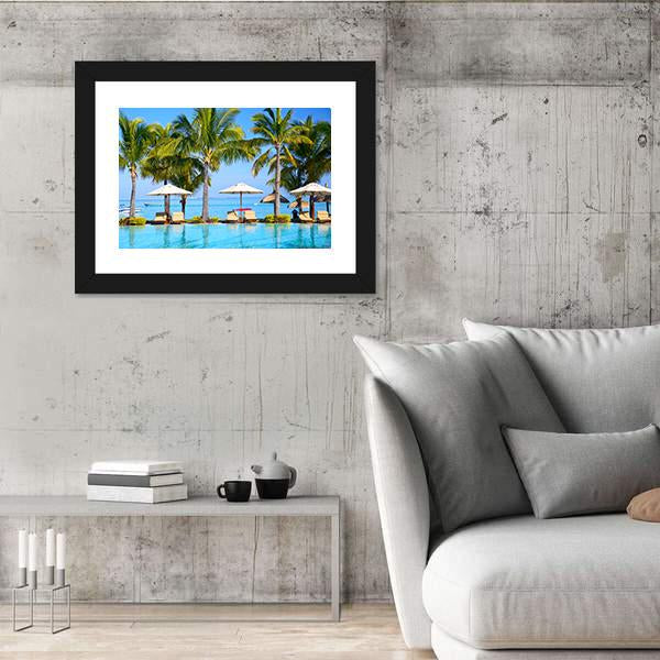 Swimming Pool With Lounge Chairs Canvas Wall Art-3 Horizontal-Gallery Wrap-25&quot; x 16&quot;-Tiaracle