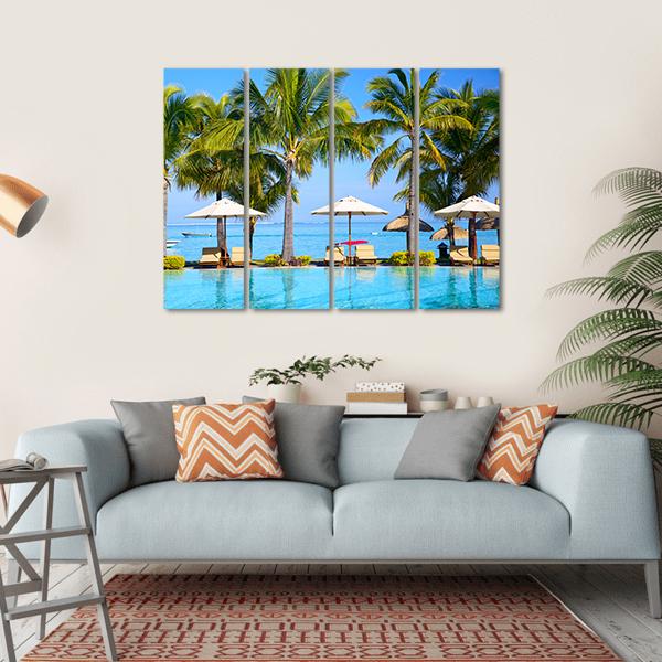 Swimming Pool With Lounge Chairs Canvas Wall Art-4 Horizontal-Gallery Wrap-34" x 24"-Tiaracle