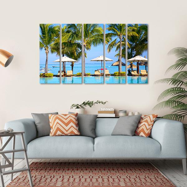 Swimming Pool With Lounge Chairs Canvas Wall Art-5 Horizontal-Gallery Wrap-22" x 12"-Tiaracle