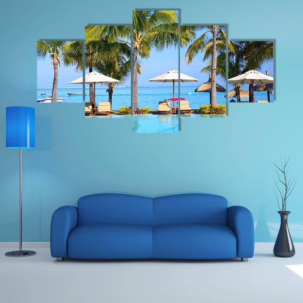 Swimming Pool With Lounge Chairs Canvas Wall Art-3 Horizontal-Gallery Wrap-37" x 24"-Tiaracle
