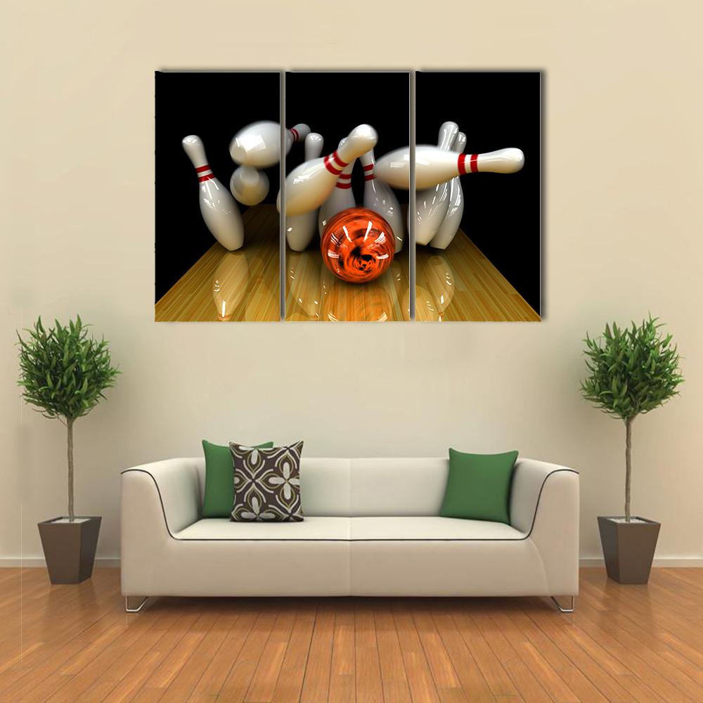 Swirling Strike In Bowling Canvas Wall Art-3 Horizontal-Gallery Wrap-25&quot; x 16&quot;-Tiaracle