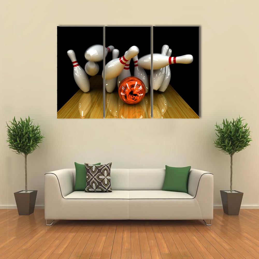 Swirling Strike In Bowling Canvas Wall Art-3 Horizontal-Gallery Wrap-25" x 16"-Tiaracle