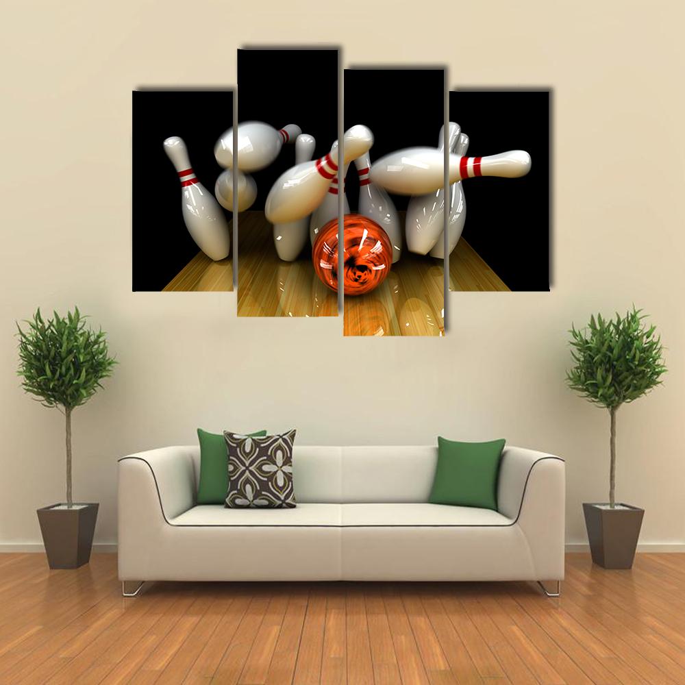 Swirling Strike In Bowling Canvas Wall Art-4 Pop-Gallery Wrap-34&quot; x 20&quot;-Tiaracle