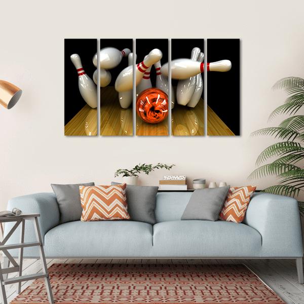 Swirling Strike In Bowling Canvas Wall Art-5 Horizontal-Gallery Wrap-22&quot; x 12&quot;-Tiaracle