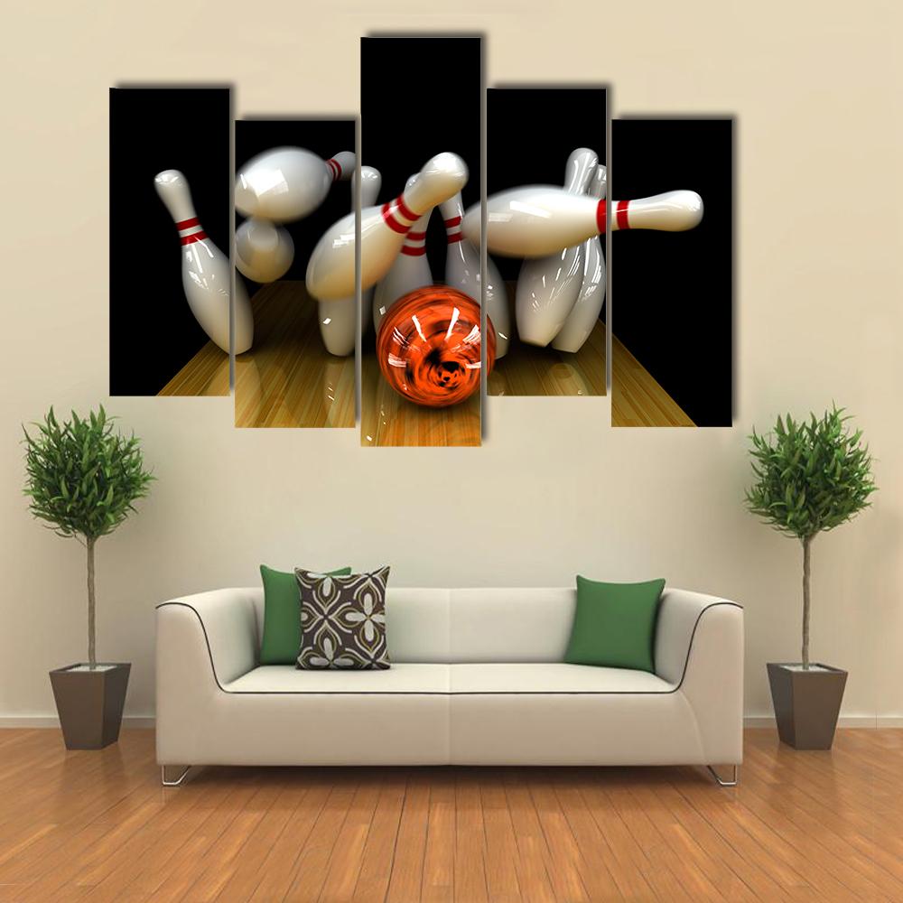 Swirling Strike In Bowling Canvas Wall Art-5 Pop-Gallery Wrap-32" x 21"-Tiaracle
