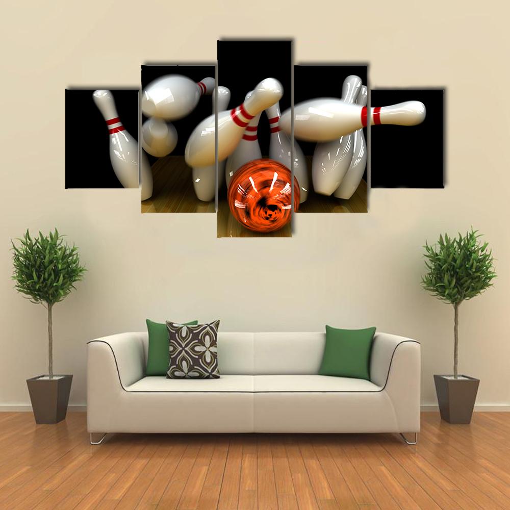 Swirling Strike In Bowling Canvas Wall Art-5 Star-Gallery Wrap-42&quot; x 21&quot;-Tiaracle