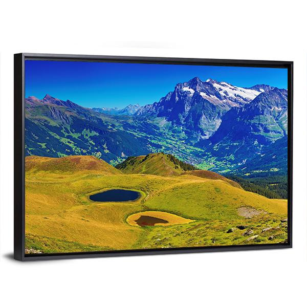 Swiss Alps Mountains Summer Panorama Switzerland Canvas Wall Art-3 Horizontal-Gallery Wrap-25" x 16"-Tiaracle