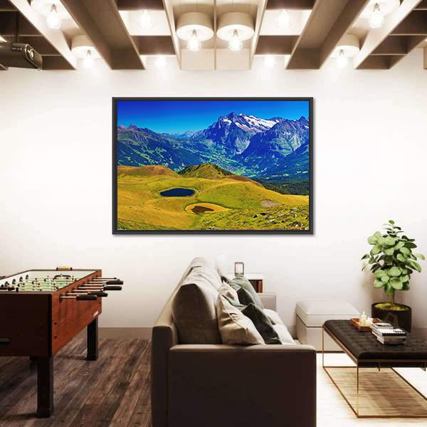 Swiss Alps Mountains Summer Panorama Switzerland Canvas Wall Art-3 Horizontal-Gallery Wrap-25" x 16"-Tiaracle