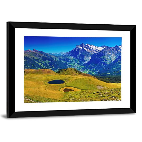 Swiss Alps Mountains Summer Panorama Switzerland Canvas Wall Art-3 Horizontal-Gallery Wrap-25" x 16"-Tiaracle
