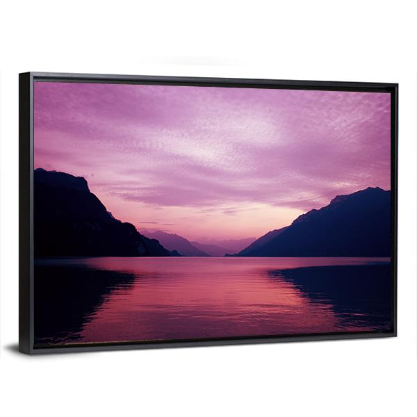 Swiss Lake At Sunset In Brienz Canvas Wall Art-3 Horizontal-Gallery Wrap-25" x 16"-Tiaracle