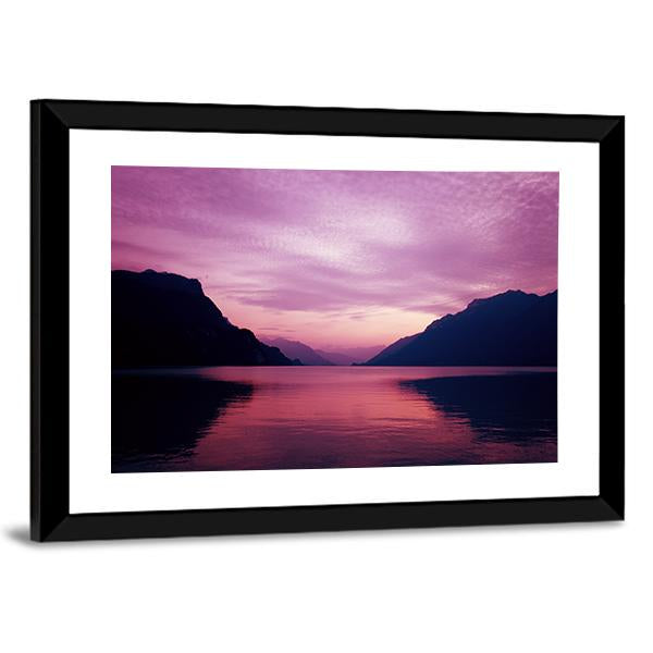 Swiss Lake At Sunset In Brienz Canvas Wall Art-3 Horizontal-Gallery Wrap-25" x 16"-Tiaracle