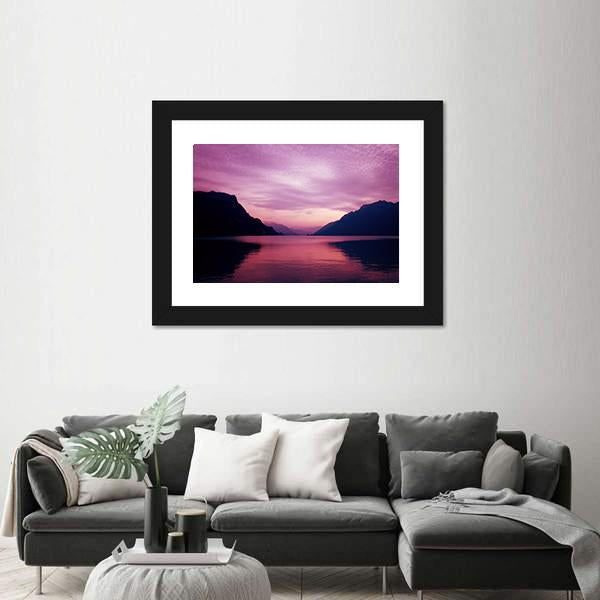 Swiss Lake At Sunset In Brienz Canvas Wall Art-3 Horizontal-Gallery Wrap-25" x 16"-Tiaracle