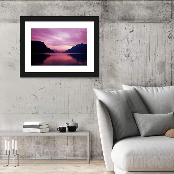 Swiss Lake At Sunset In Brienz Canvas Wall Art-3 Horizontal-Gallery Wrap-25" x 16"-Tiaracle