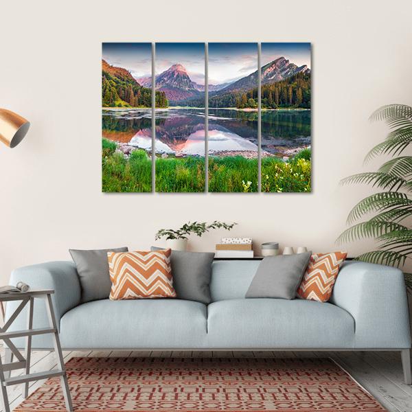 Swiss Lake Obersee Canvas Wall Art-4 Horizontal-Gallery Wrap-34" x 24"-Tiaracle
