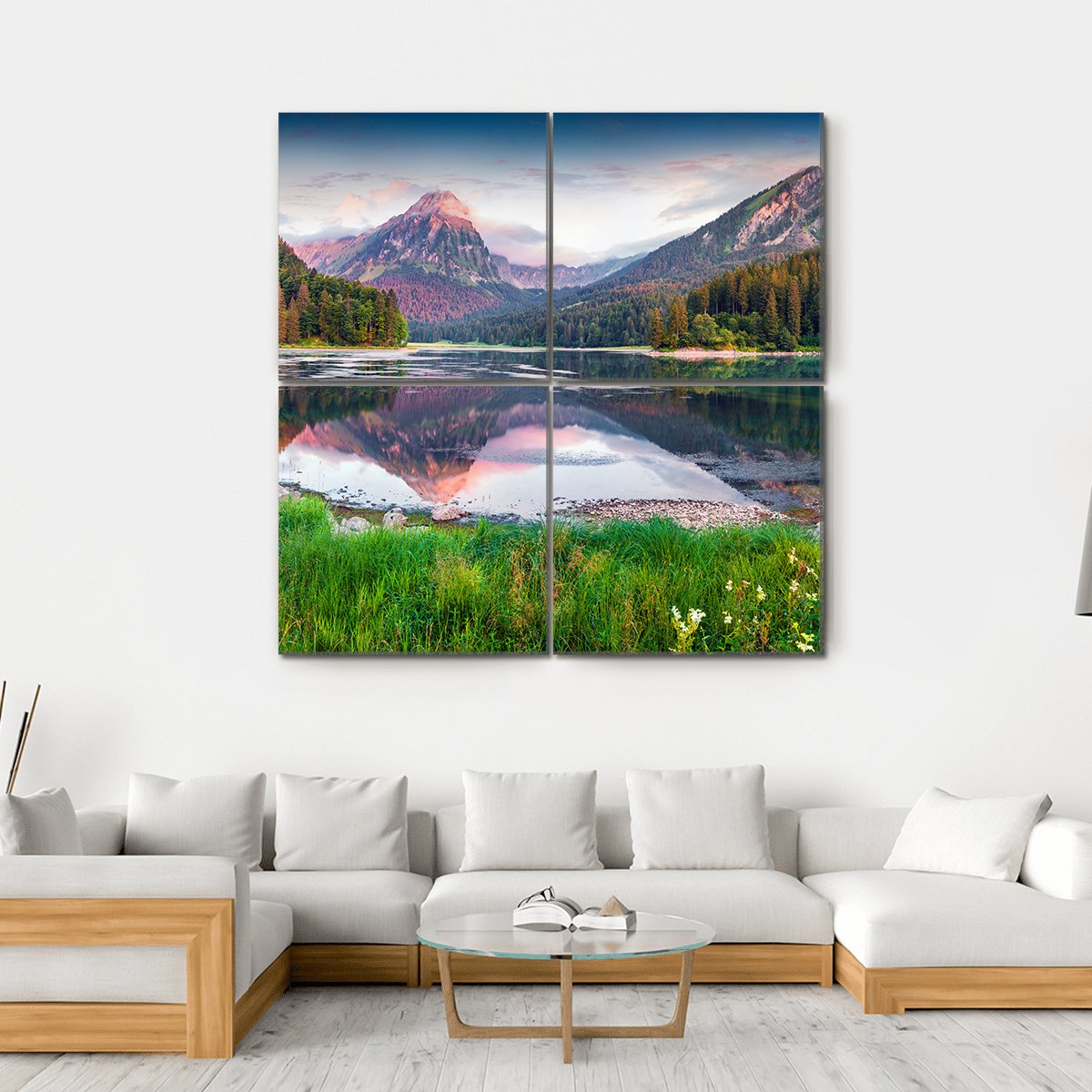 Swiss Lake Obersee Canvas Wall Art-4 Square-Gallery Wrap-17" x 17"-Tiaracle