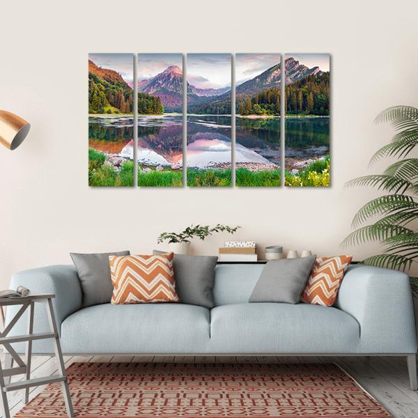 Swiss Lake Obersee Canvas Wall Art-5 Horizontal-Gallery Wrap-22" x 12"-Tiaracle