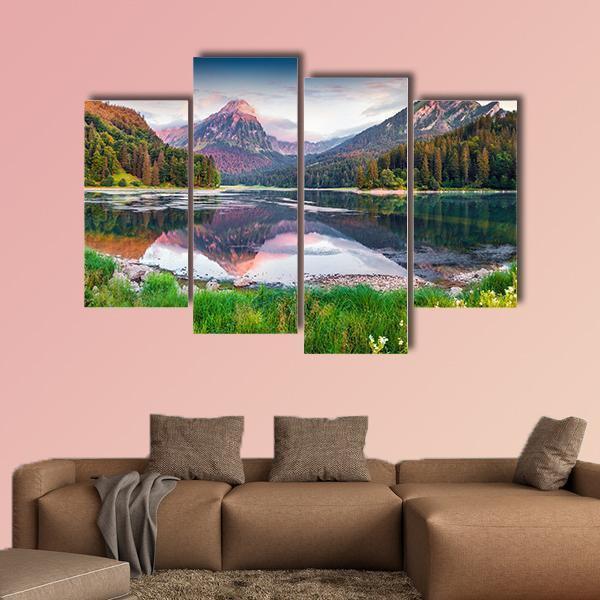 Swiss Lake Obersee Canvas Wall Art-4 Pop-Gallery Wrap-50" x 32"-Tiaracle