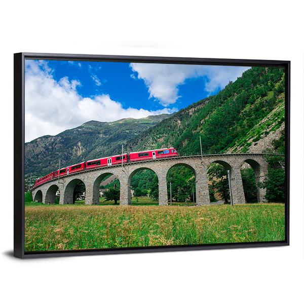 Swiss Mountain Train Bernina Panoramic Canvas Wall Art-1 Piece-36" x 12"-Tiaracle