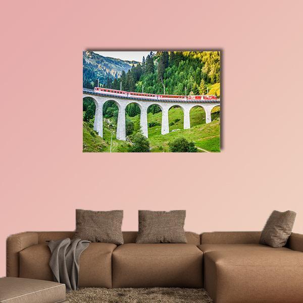 Swiss Railway Track View In Switzerland Canvas Wall Art-5 Horizontal-Gallery Wrap-22" x 12"-Tiaracle