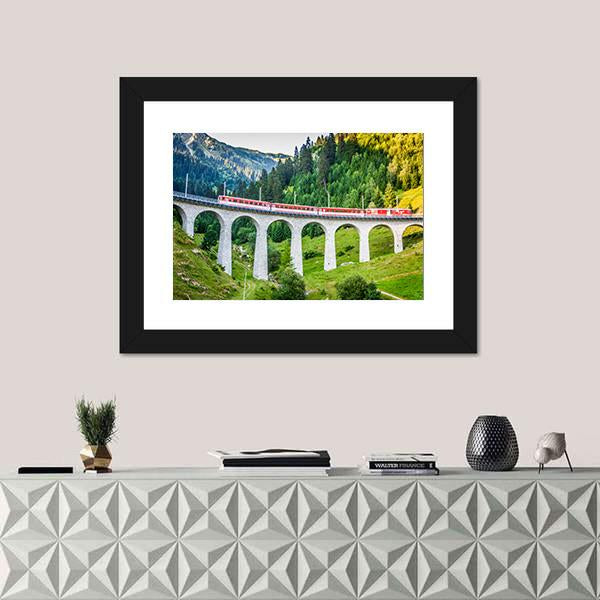Swiss Railway Track View In Switzerland Canvas Wall Art-1 Piece-Framed Print-20" x 16"-Tiaracle